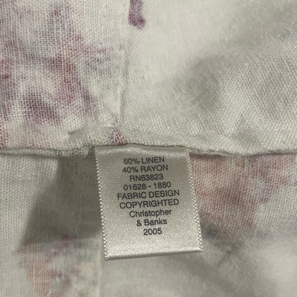 NWOT Christopher & Banks Linen Blend Floral Print Ivory Button Lightweight Jacke - Picture 4 of 13